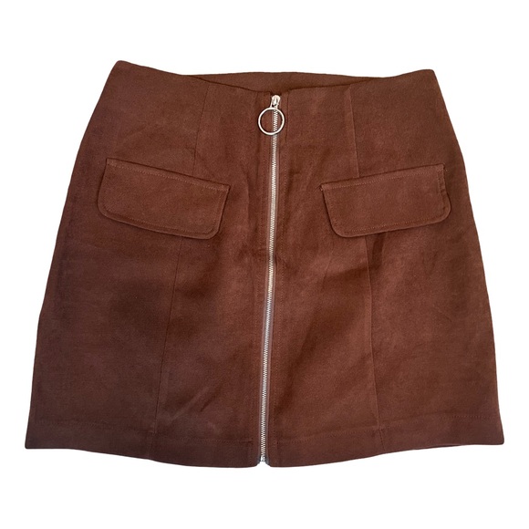 🛍️ Women’s brown zip pocket faux corduroy mini skirt size small - Picture 5 of 6